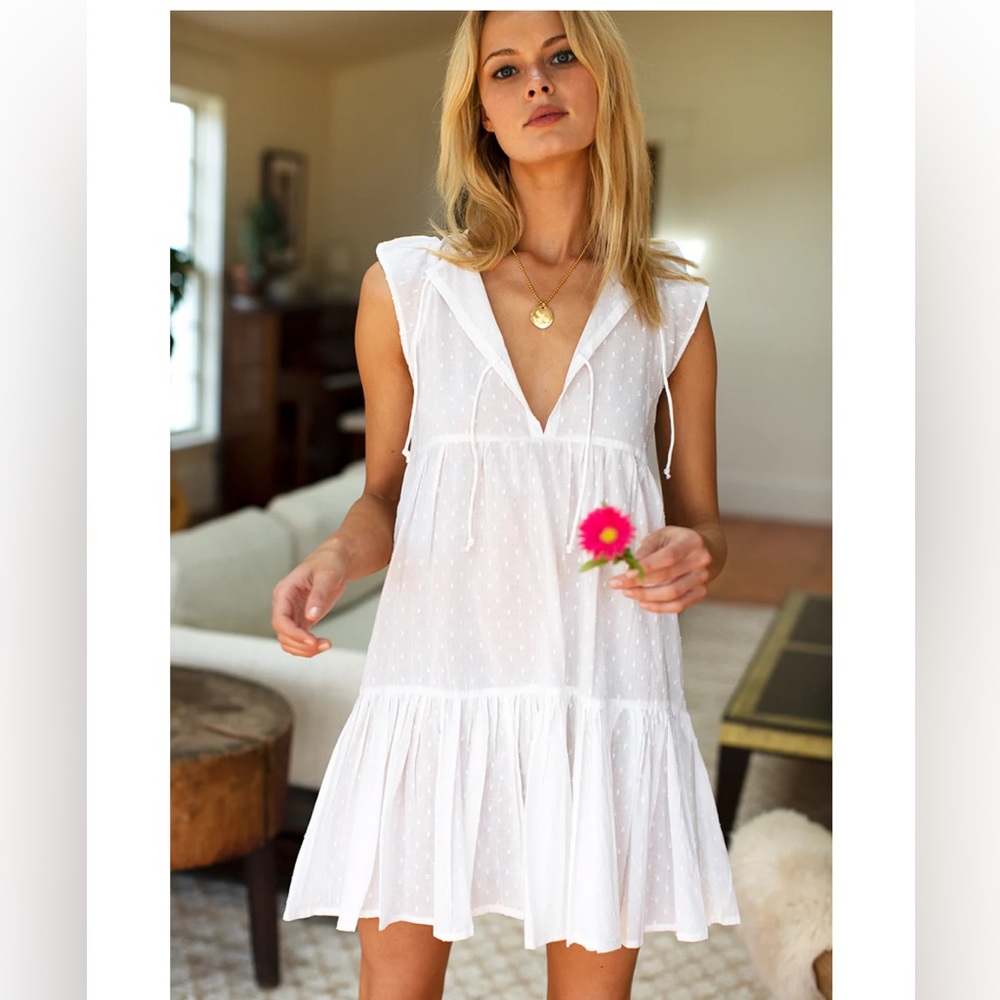 Emerson Fry India Collection ANGEL DRESS - WHITE SWISS DOTS Size Small